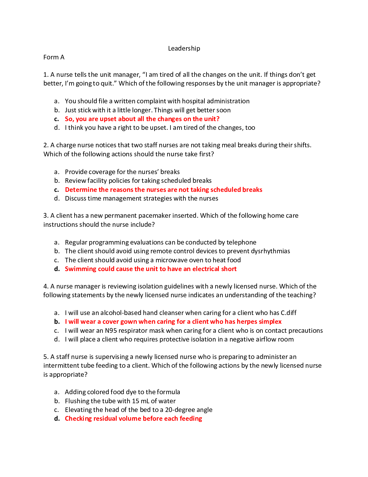 Preview image for ATI RN LEADERSHIP PROCTORED EXAM FORM A